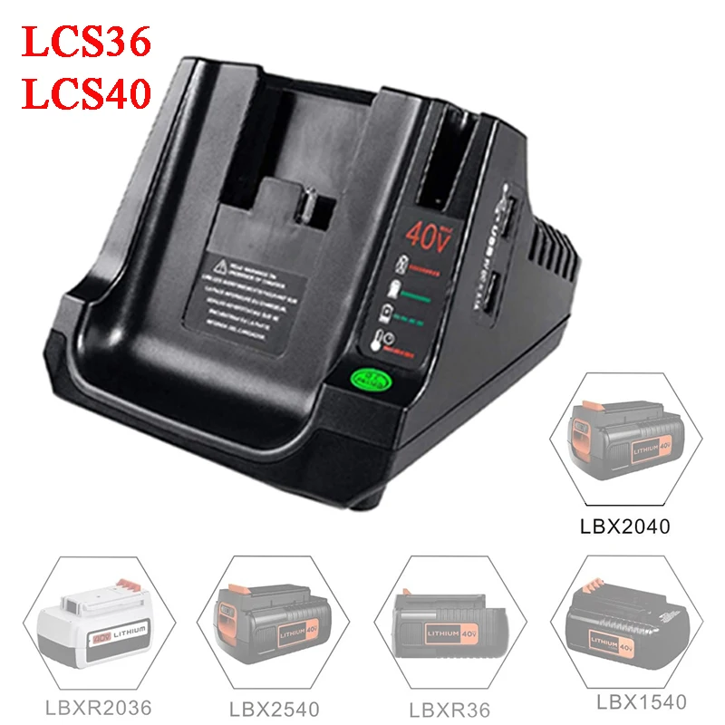 LCS436 LCS36 LCS40 Battery Fast Charger For Black Decker 36V 40V Max lithium ion Battery LBX1540 LBX2040 LBX2540 LBXR36 LBXR2036