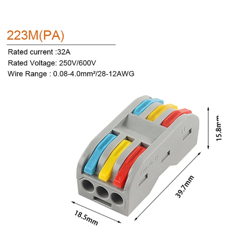 5PCS Universal Quick Compact Wire Connector Push-In 2/3/4/5 Pin Conductor Terminal Block Led Light Connector With Lever