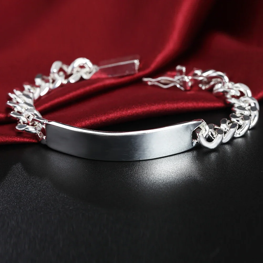 

925 Sterling Silver Classic 10MM Chain Bracelets for Men Women Luxury Fashion Party Wedding Accessories Jewelry Christmas Gifts