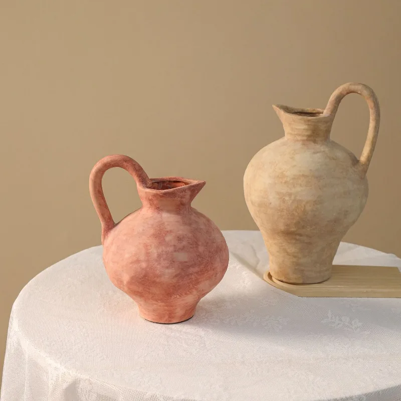 

Ceramic Vase Wabi-sabi Pottery Living Room Flower Altos Arrangement Dining Table Ornament Vase Decoration Home Decor Jarrones