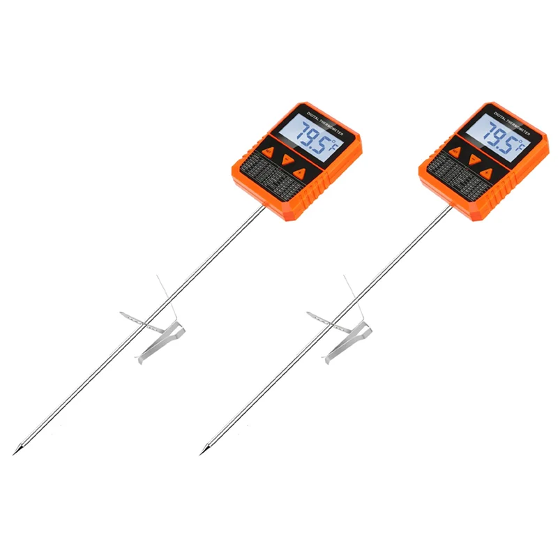 ABUL-2X Probe Candy Thermometer With Pot Clip,Alarm Function,IPX6 Waterproof Rotatable Large Display Deep Fry Oil Thermometer