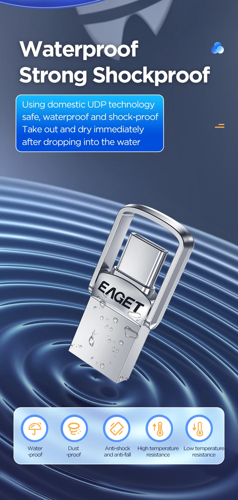 Eaget Mini USB-Stick 2-in-1 USB Typ C & USB A Flash-Laufwerk 120 Mb/s USB 3.2 USB 3.0 Schlüssel USB-Speicherstick 32GB 64GB – Detail 6