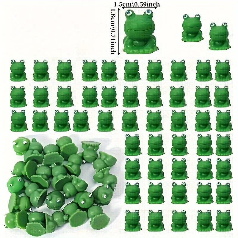 10pcs Mini Frog Statues/Charming Green Resin Figurines with Blue Eyes/Perfect for Fairy Gardens, Moss Landscapes, Bookshelves