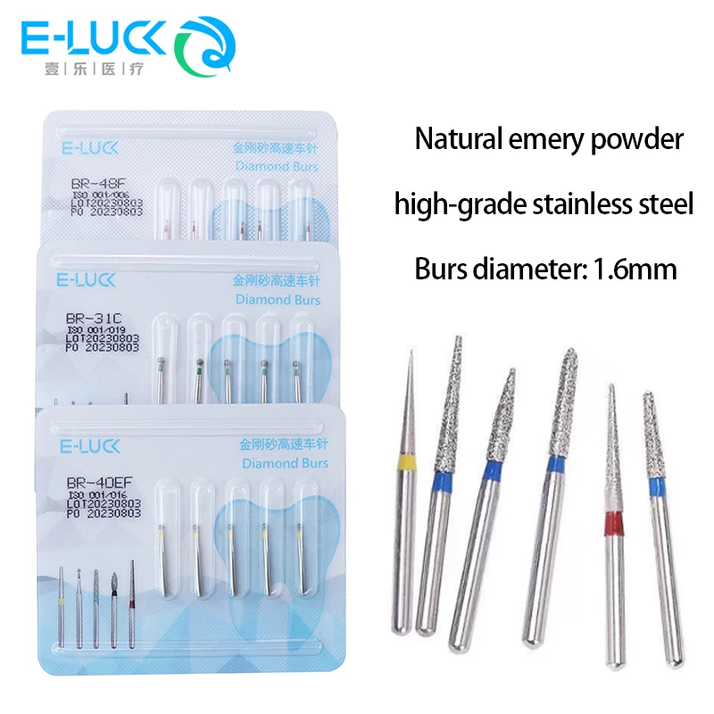 

Dental Diamond Burs High Speed Handpiece Bur Drill FG 1.6mm Dentistry Nail Polishing Tooth Preparation Tools