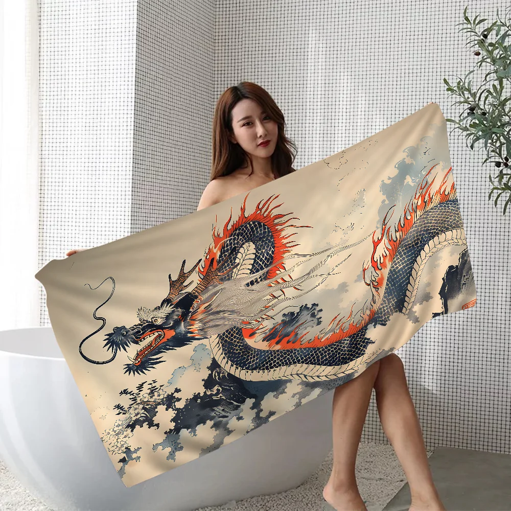 Chinese Dragon Towel Microfiber Beach Towel Absorbent Quick dry Soft Yoga Swimming Resort Mountain Climbing Towel