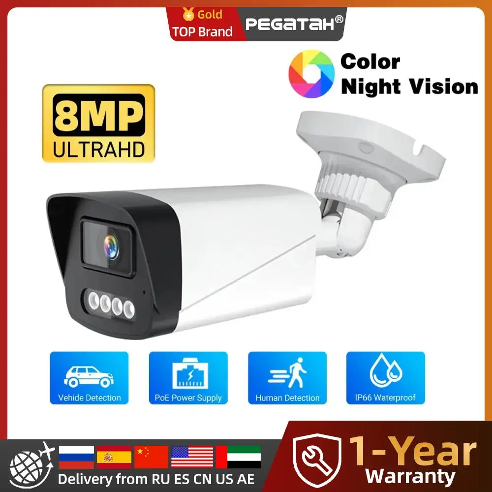 

4K 8MP IPC Camera Outdoor POE Surveillance H.265 Motion Detection CCTV Color Night Vision Camera For POE System Smartlife Home