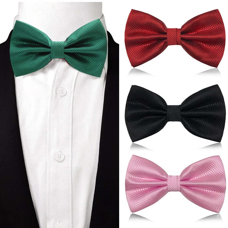 VEEKTIE Dark Green Grid Bow ties Emerald Color Cravat  For men Grooms Bowtie Polyester Butterfly Brand Gravata Wedding Party