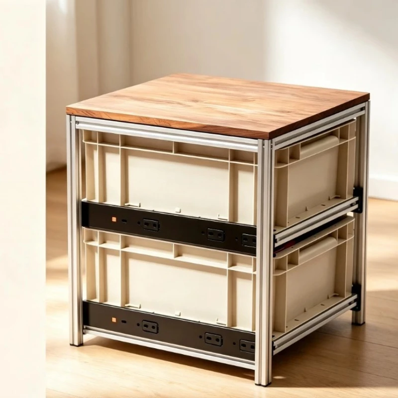 Aluminum Cartoon Double Drawer Locker Movable Wheel Eco-friendly Sustainable Tool