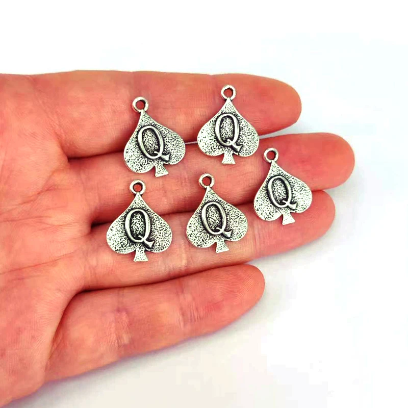 50pcs FREE SHIPPING  Lucky Spades Q pendant charms for women men DIY