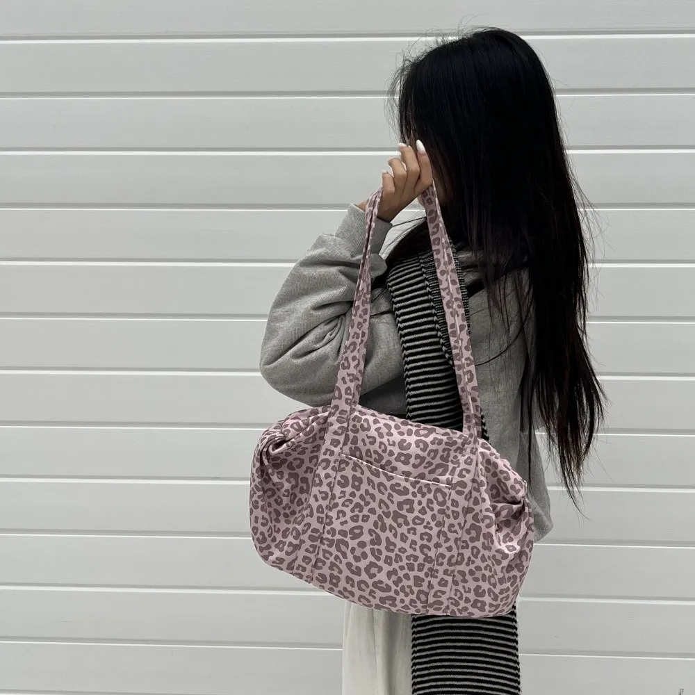 Fashion Suede Tote Bag Leopard Print Large Capacity Shoulder Bag Lazy Style Lightweight Women's Handbag Women