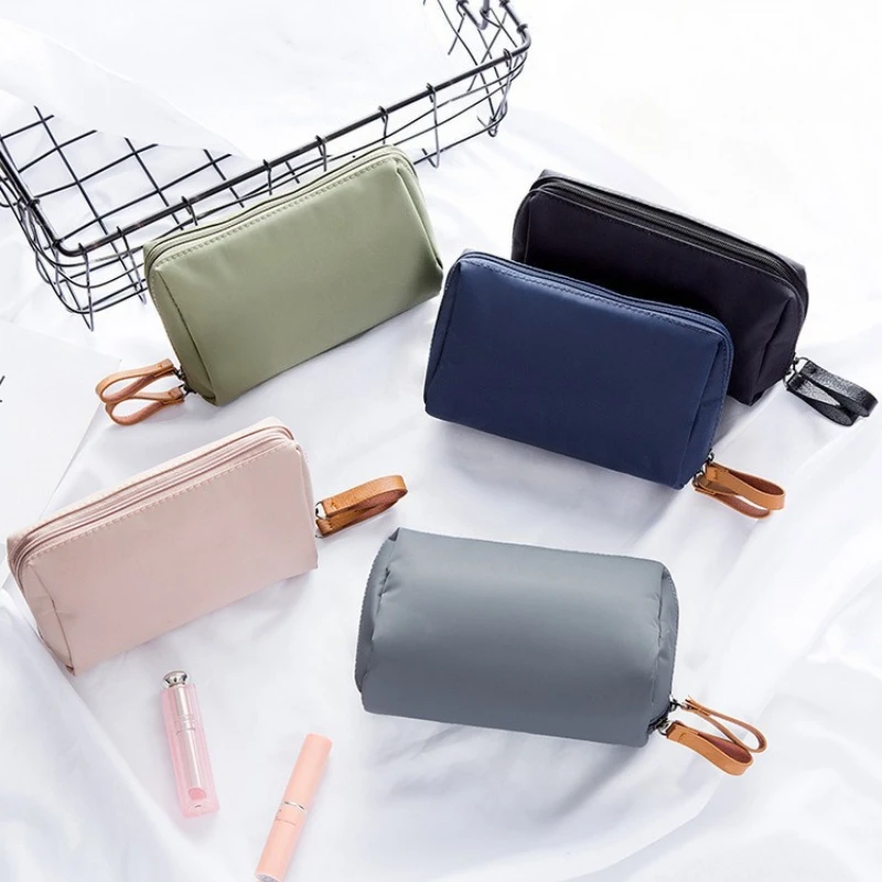 New Women Cosmetic Bag Solid Color Korean Version Lipstick Pouch Makeup Bag Portable Mini Travel Storage Bag Hand-held Bag