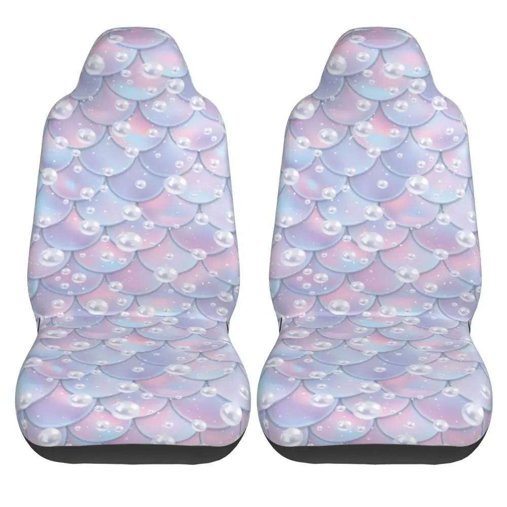 Mermaid Tail Texture Cat Heads 2PCS Car Front Seat Cover, Suitable for Most Car Models Beautiful Anti Fouling and  seat cushion