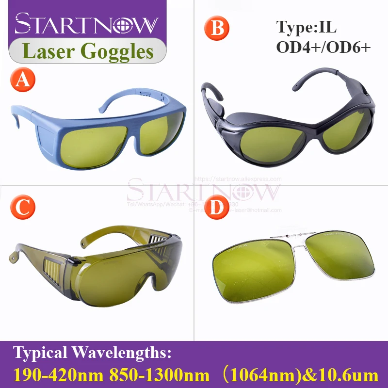 Startnow Fiber Laser Safety 1064nm YAG Marking Goggles CE 190-420nm 850-1300nm&10.6um OD4+ OD6+Protective Glasses Shield Eyewear