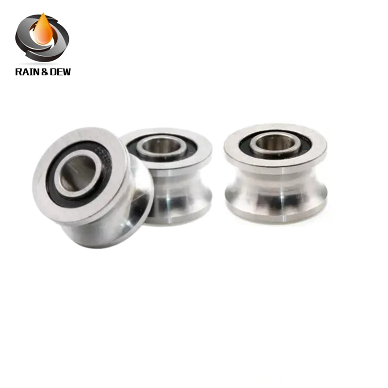 

5PCS U22 8*22.5*14.5mm U Shaped Round Bottom Track Groove Pulley Bearing Sliding Rollers Bearing U Groove Ball Bearings