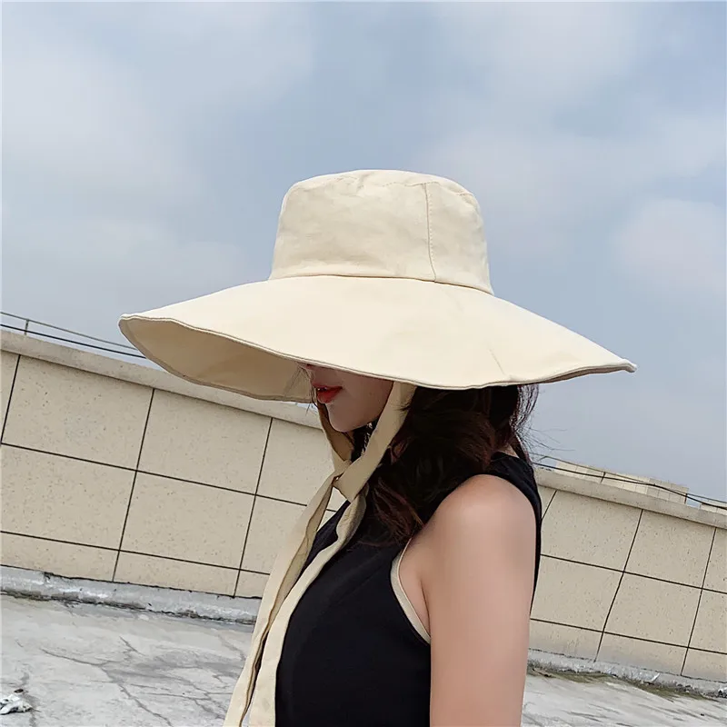 Japanese sunshade female spring and summer sunscreen free to fold big brim sun hat fisherman hat cover face oversized hair