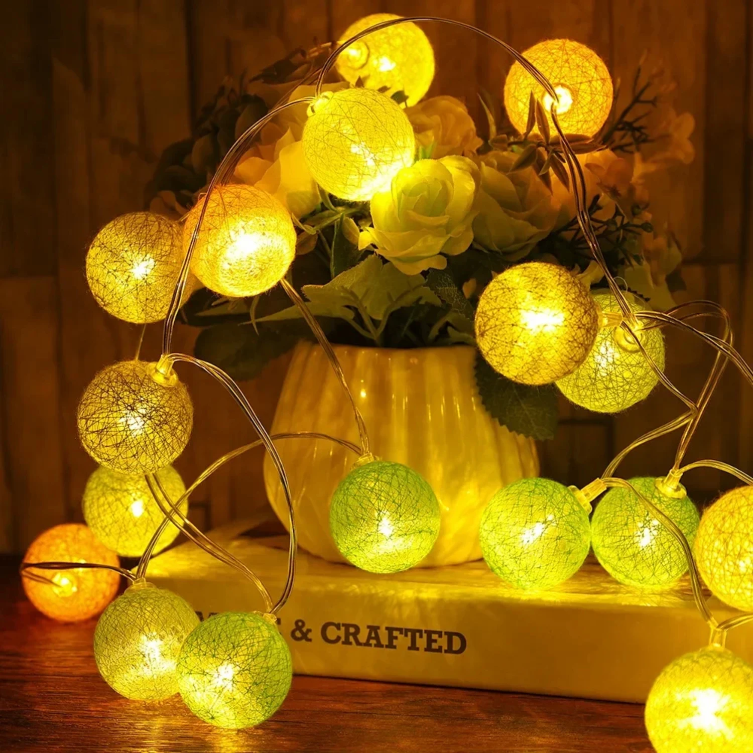 Guirxiété Lumineuse IkGarland en Coton 20 Gibles, USB/Batterie 62, Éclairage Dégradé, Décor de ixde Noël, Mariage, Vacances