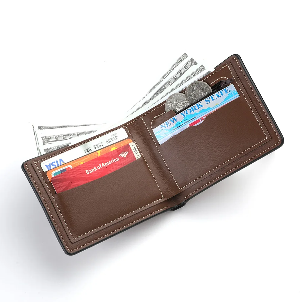 رجال الأعمال الرجعية محفظة قصيرة بو الجلود سستة محفظة نسائية للعملات المعدنية متعددة فتحة متعددة الوظائف محفظة رجالية