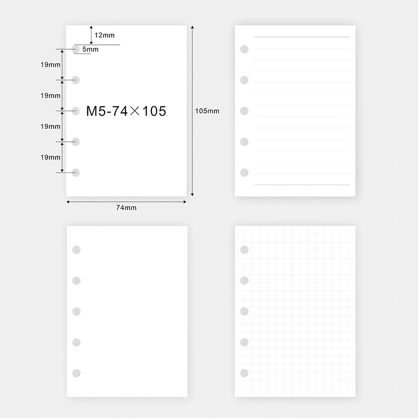 M5 A8 Refillable Pages Set - Heavyweight Lined, Blank & Grid Inserts for DIY Notebooks & Journals Thick M5 & A8 Refill Paper