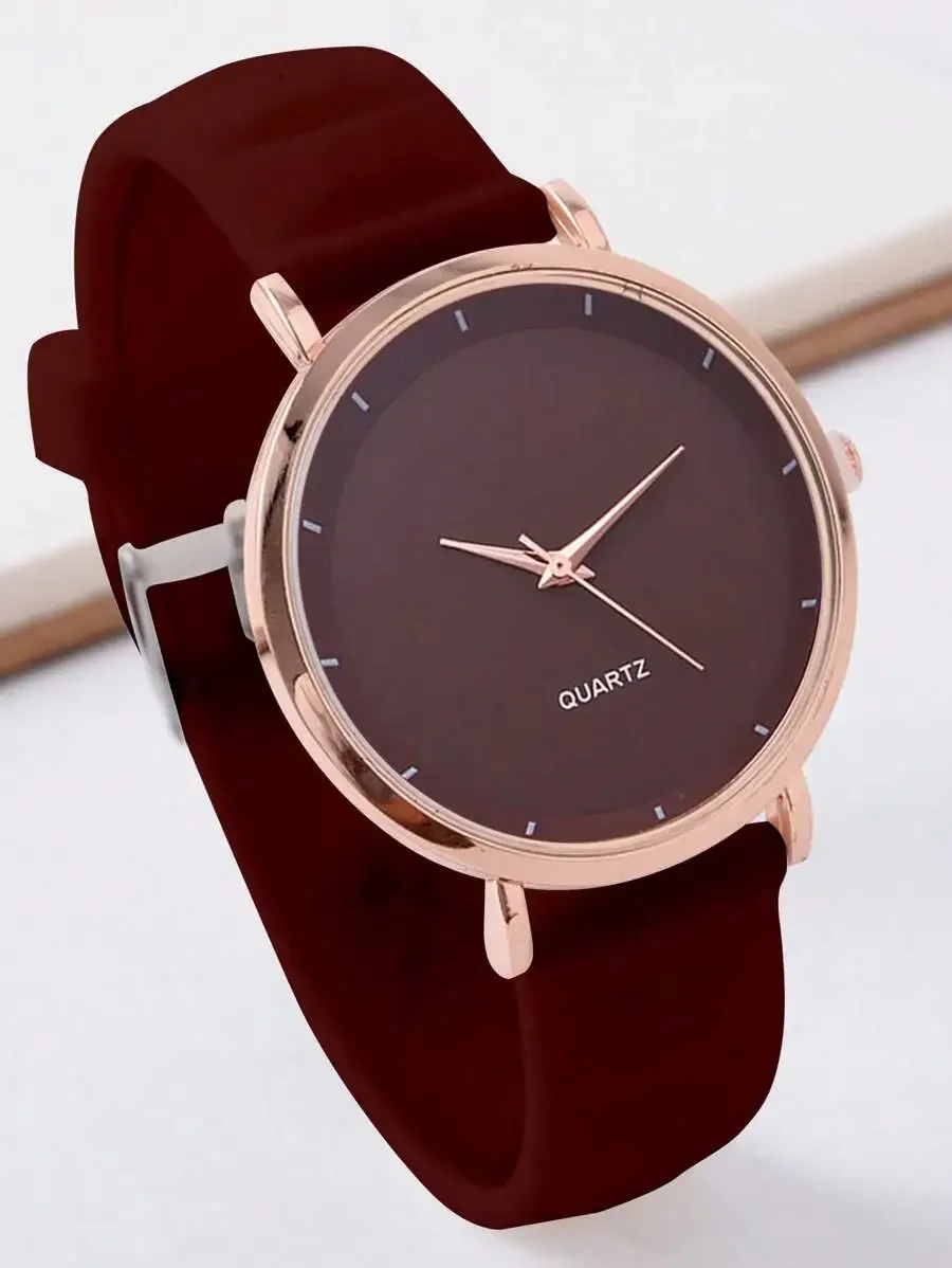 Elegant Watch For Women Chic Luxury Minimalist Creative Gorgeous Romantic Silica Gel Wristband Quartz Watch Birthday