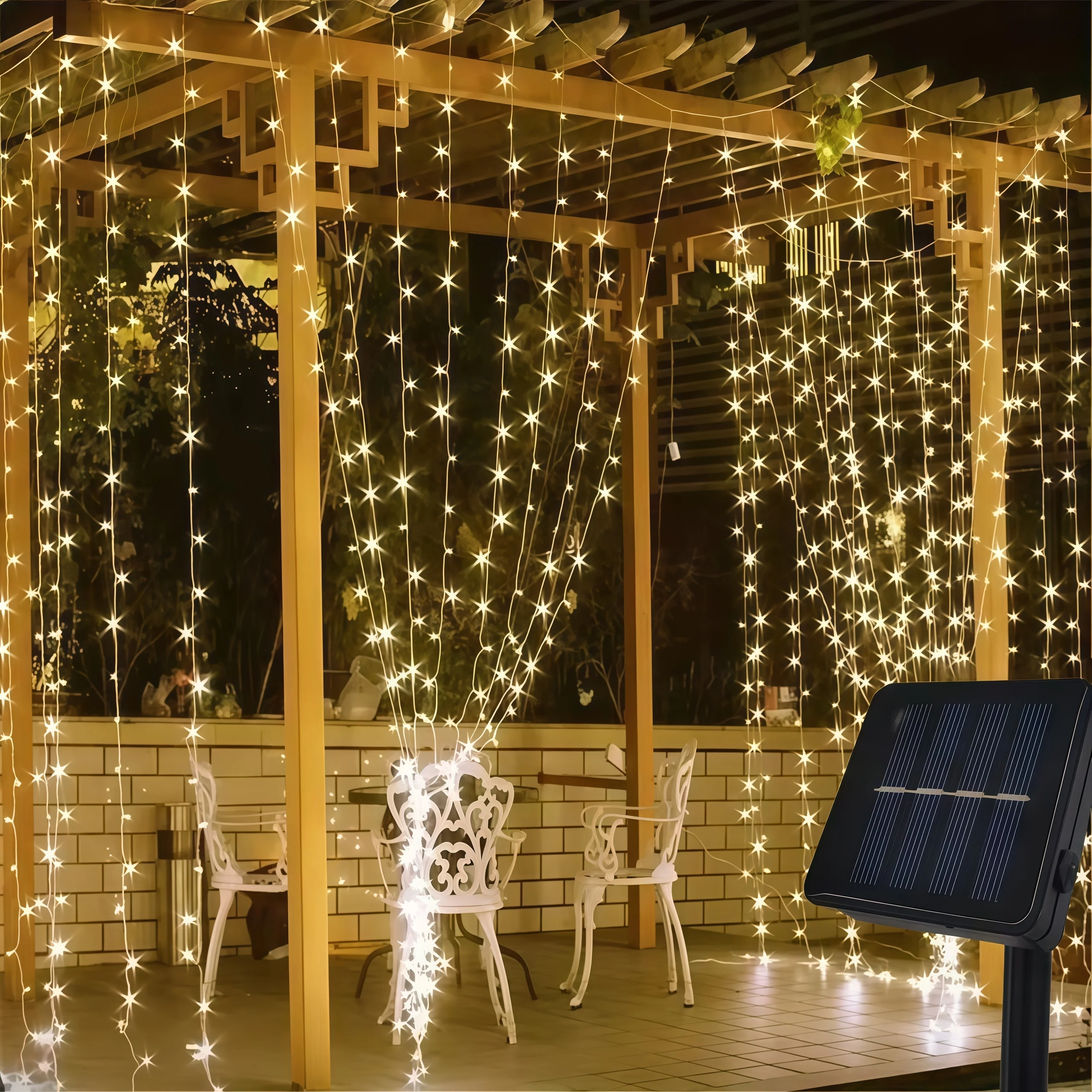 Solar Christmas Lights LED Fairy String Curtain Lights 8 Mode Remote Festoon Christmas Decor For Home Holiday New Year Lamp