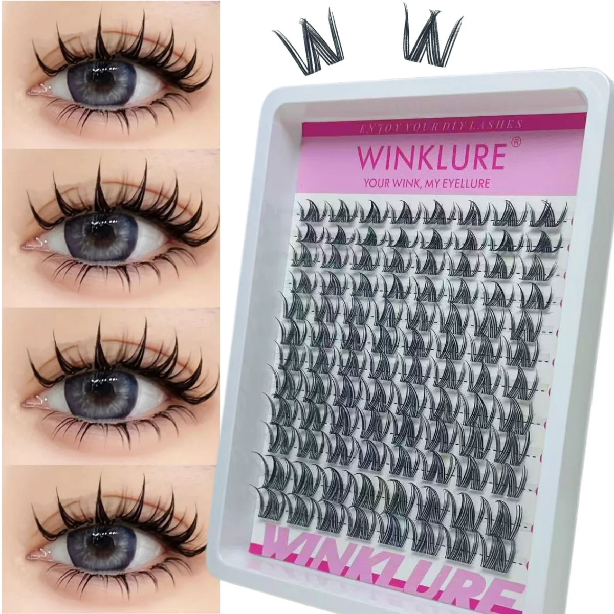 WINKLURE Natural Eyelash Clusters Wispy Cat-Eye Manga Style Dense and Reusable Perfect for Beginners for Home Use Eyelash Manga