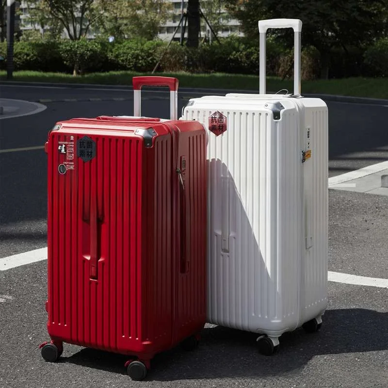 large-capacity-travel-suitcase-zipper-pc-abs-material-men's-universal-wheels-luggage-spring-damping-brake-travel-bag