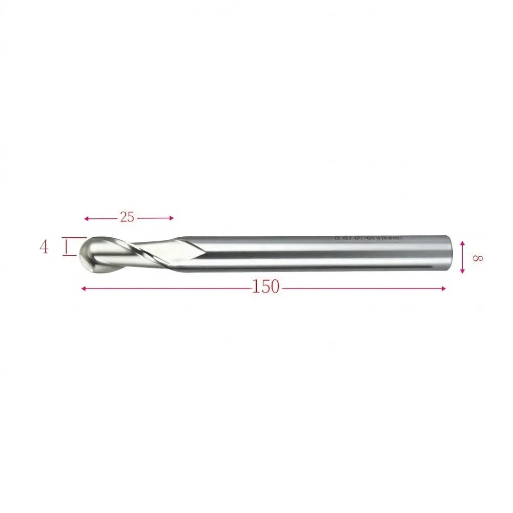 R4 Radius Ball End Mill HSS AL Full Profile Grinding Straight Shank for Stable Clamping in CNC Engraving and Milling