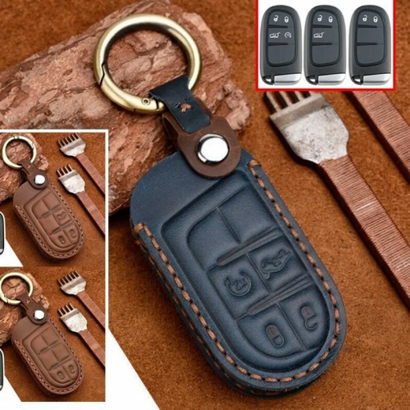 

A+ Genuine Leather Car Remote Key Fob Case Cover Holder For Jeep Chrysler For Dodge