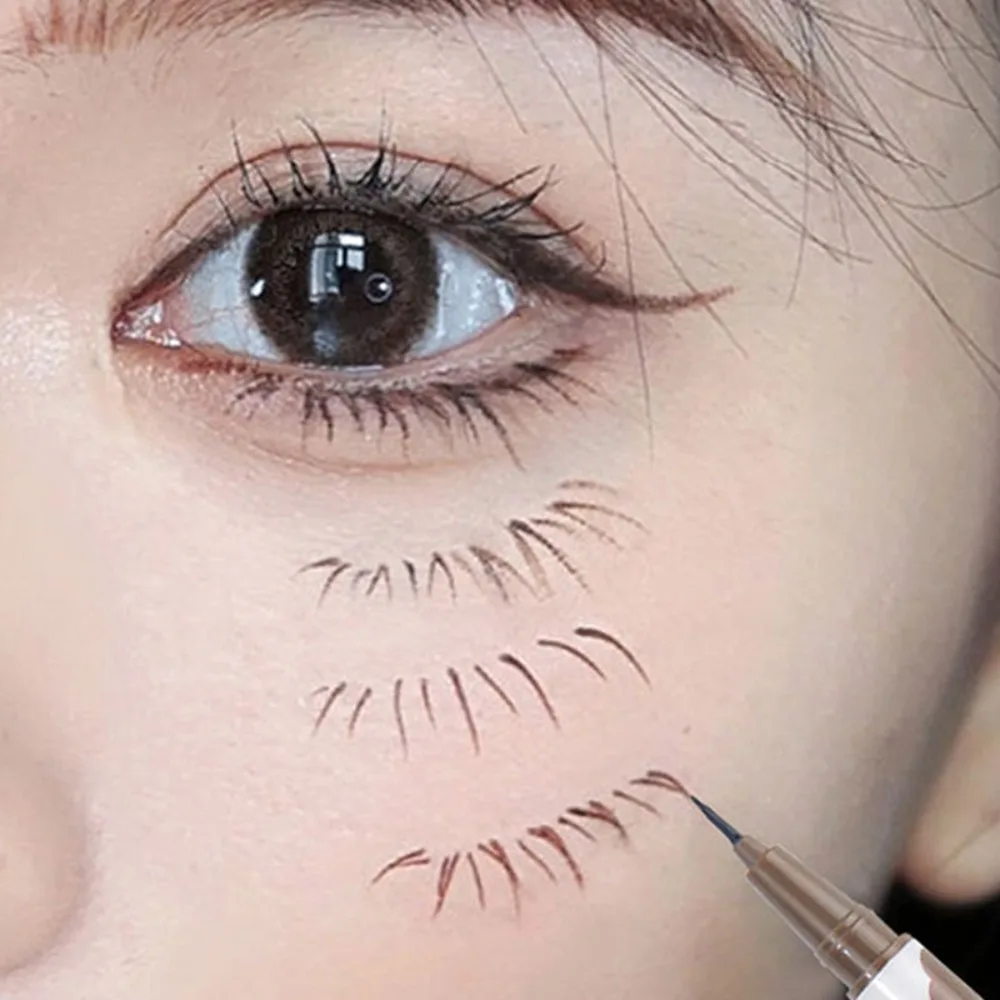 패션 블랙 브라운 빠른 건조 액체 아이 라이너 오래 지속되는 메이크업 도구 부드러운 아이 라이너 거짓말 누에 속눈썹 펜 여성 뷰티