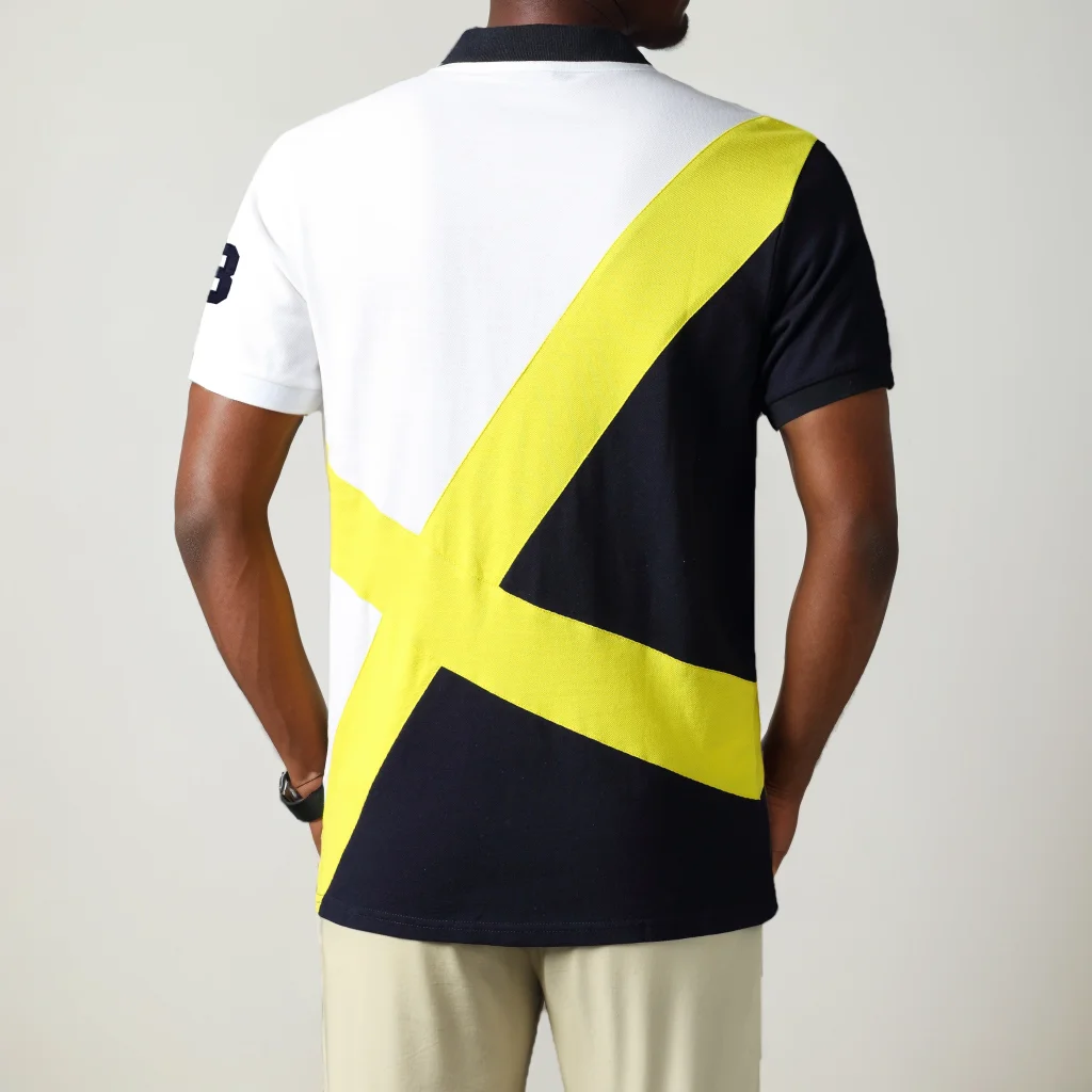 Men\'s polo shirt Short-sleeved casual fashion polo shirt cross stitching color contrast classic pattern embroidery stitching