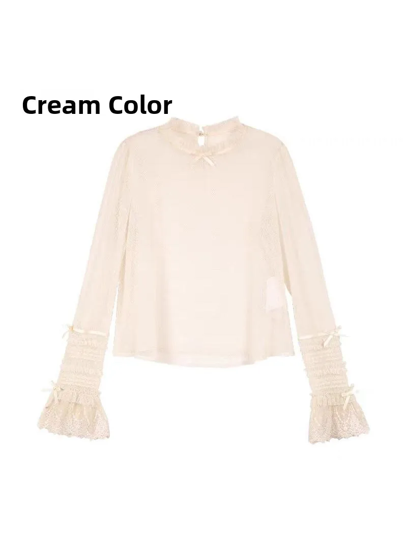 

Кружевная блузка Ele Long Sve под айс для бесшумной свадьбы Sweet Sle Slim Fit круглый Ne Полиэфирное волокно Хэллоуин Inne...