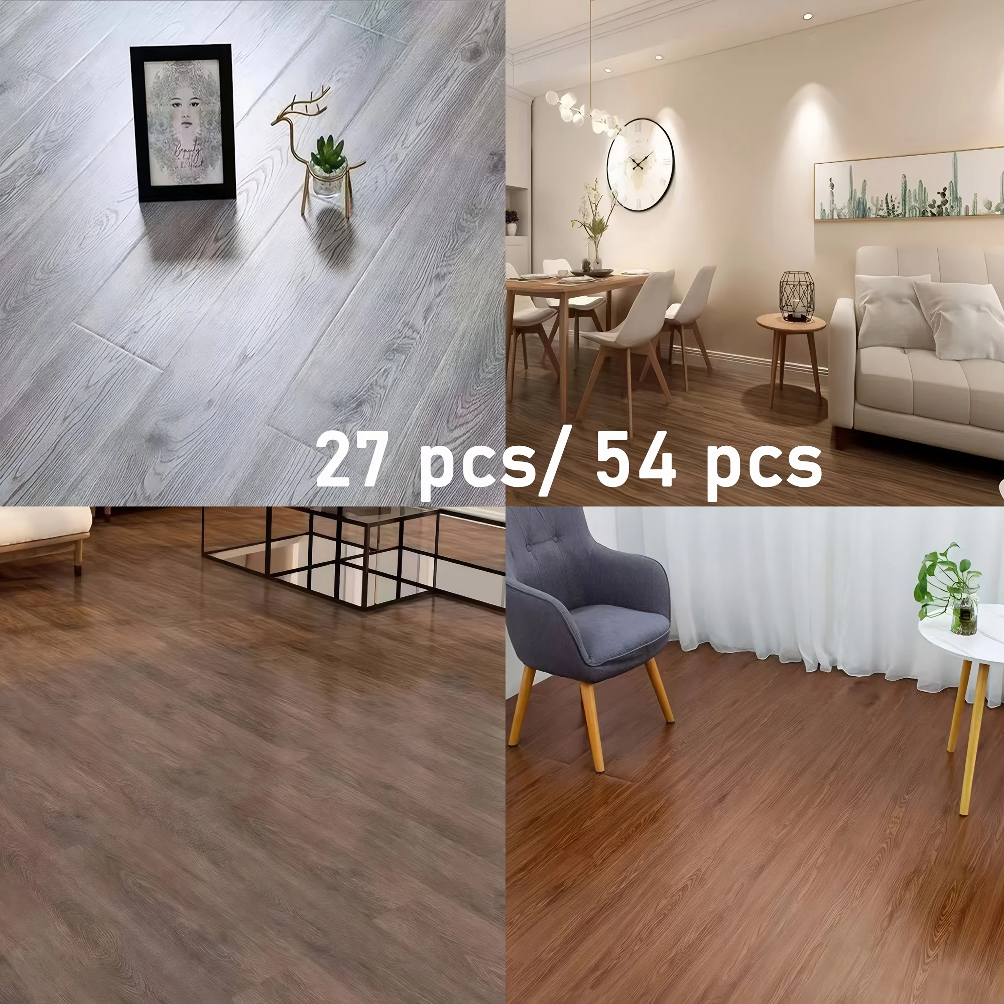 

27pcs (cover 40.5 Sq. Ft)/54pcs (cover 81 Sq. Ft), 36''*6'' Each. Peel And Stick, Vinyl Sheet Flooring, Wall Stickers, Floor Tiles, Wood Grain, Stickers, Cheap Bedroom Decor For Decorating Living Room. Mother'S Day Gifts.
