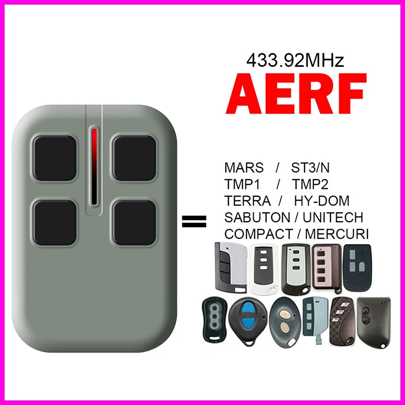 

AERF MARS ST3/N TMP1 TMP2 TERRA HY-DOM SABUTON UNITECH COMPACT MERCURI Garage Door Opener Remote Control 433.92MHz