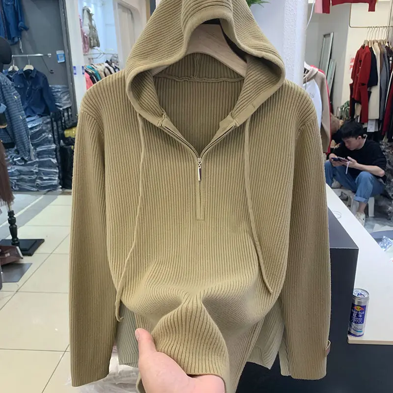 Korean Fashion Autumn Winter New Sweater Hoodies Women Solid Drawstring Zipper Long Sleeve Loose Casual Versatile Sweatshirts
