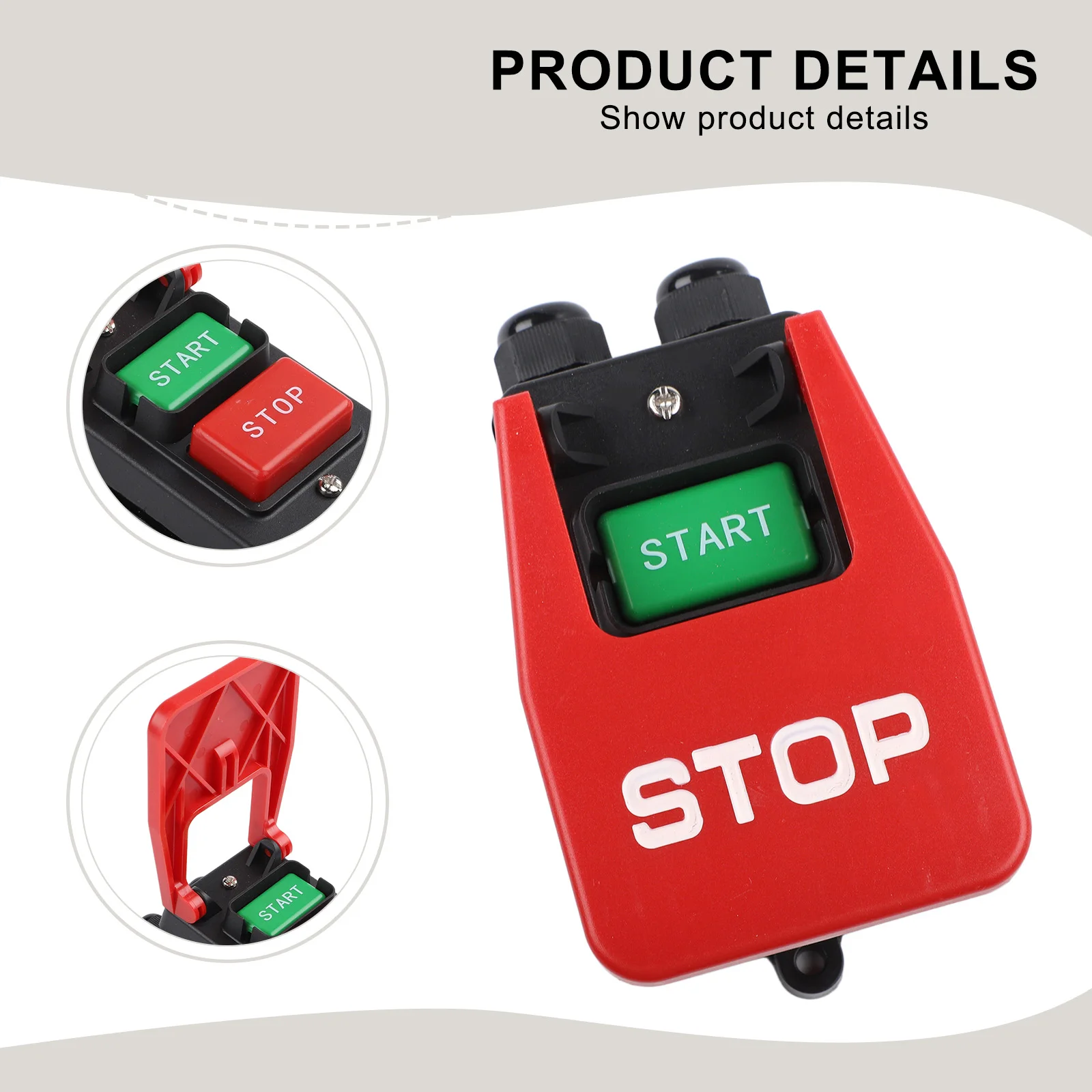 120/230V Single-phase Switch 2HP Safety Power Switch ﻿ Off-On Red Cover Emergency- Stop Push Button Switch For Table Saws Tools