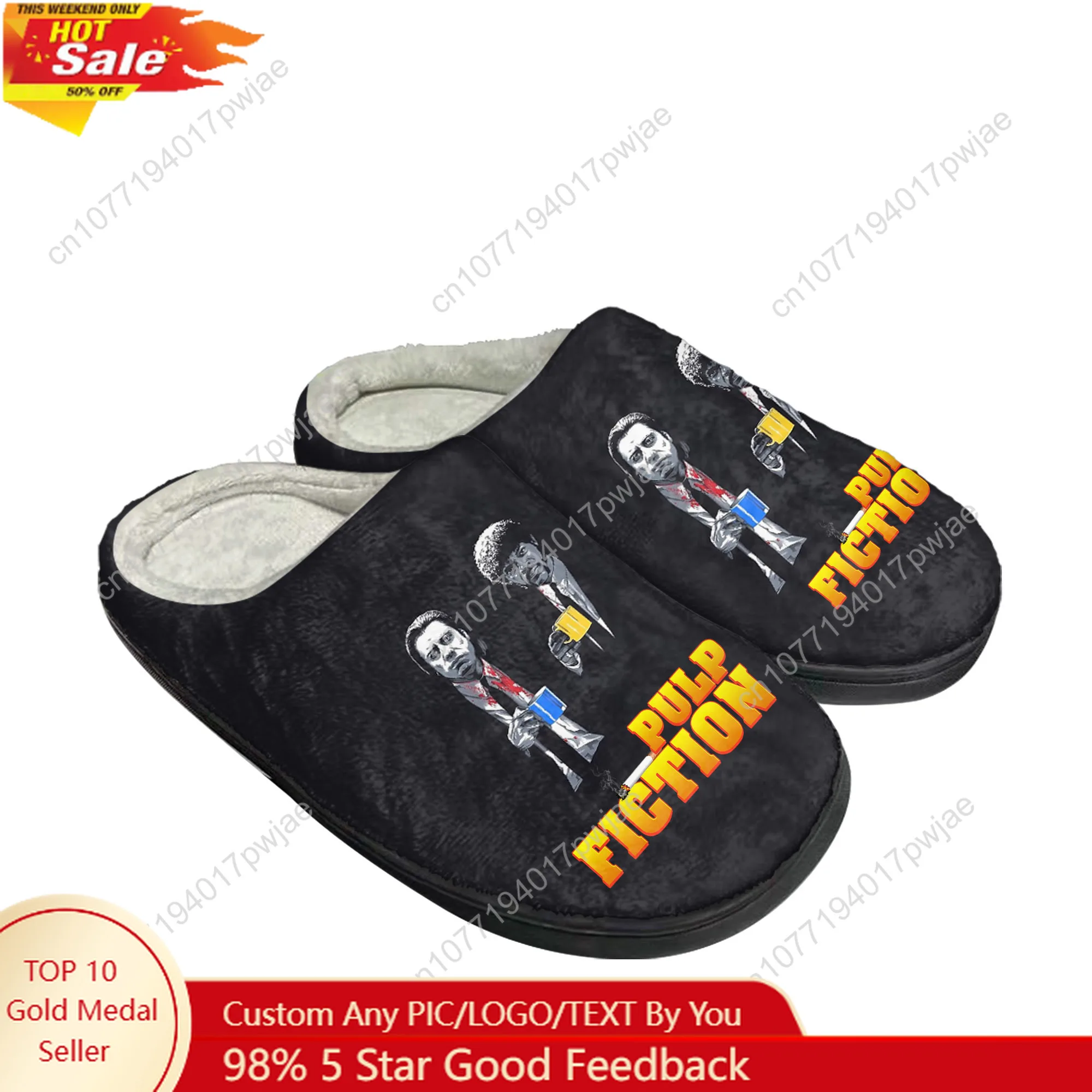 

Pulp Fiction Home Cotton Custom Slippers John Travolta Mens Womens Plush Bedroom Casual Keep Warm Shoes Thermal Slipper