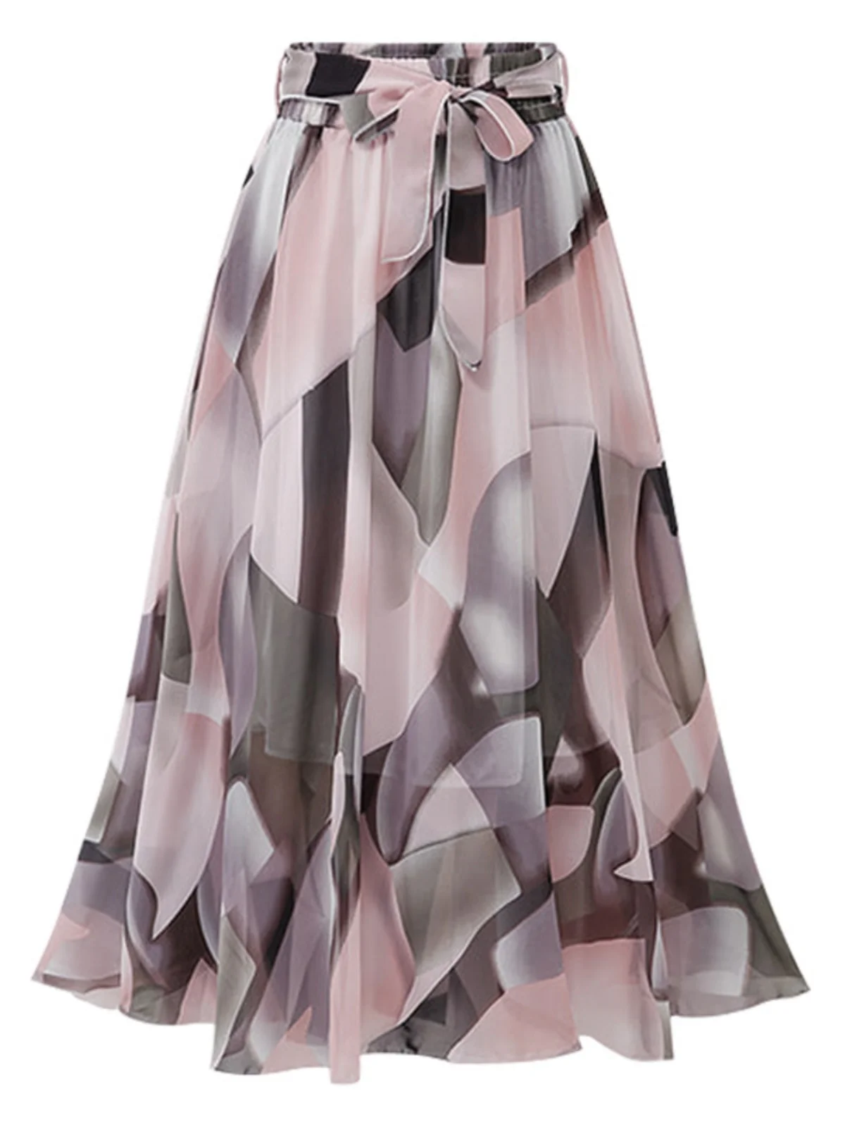 

High Waist Lace up Floral mid Length Skirt Women's Street Sle A-Line Skirt Stand Fit Summer 2024 Home Par Casual