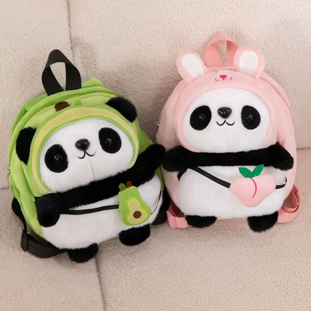 Big Capacity Panda Plush Backpack Animal Cartoon Large Capacity Panda Avocado Bag Stuffed Fashion Panda Plush Bag