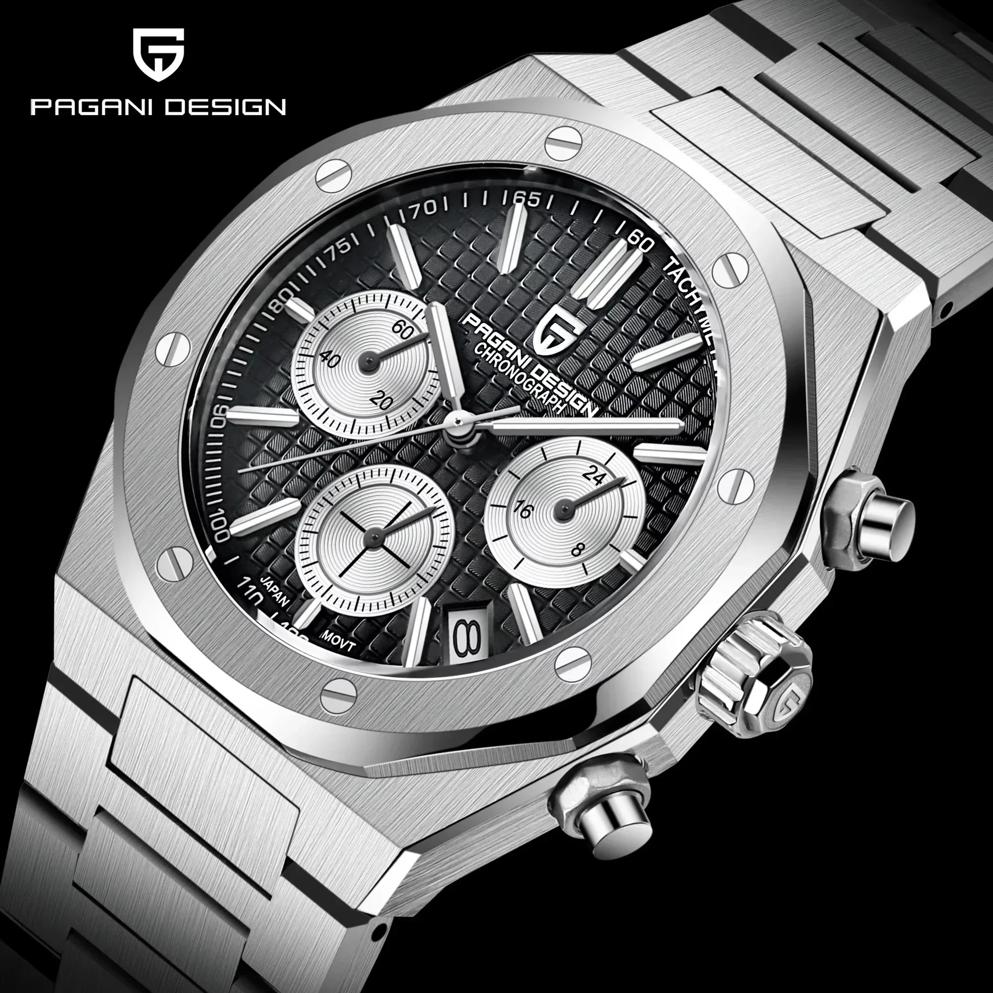Pagani Design 2026 neue VK63 Herren-Quarzuhr 40mm Saphirglas Edelstahl wasserdicht 20Bar leuchtend C3 Sport-Chronograph