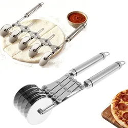 Pastry Cutter Wheel Stainless Steel 5 Wheel Pizza Cutter Adjustable Blade Spacing Safe and Easily Used Pie Cutter Pasta Cutter