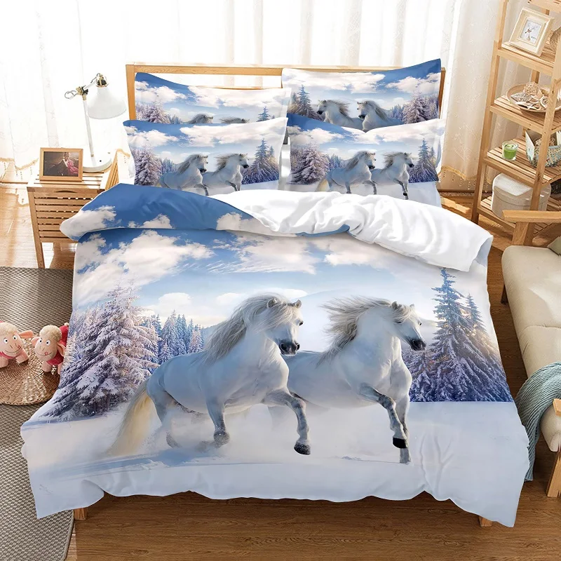 Couple Horse Bedding Set Duvet Cover Set 3d Bedding Digital Printing Bed Linen Queen Size Bedding Set Fashion Design