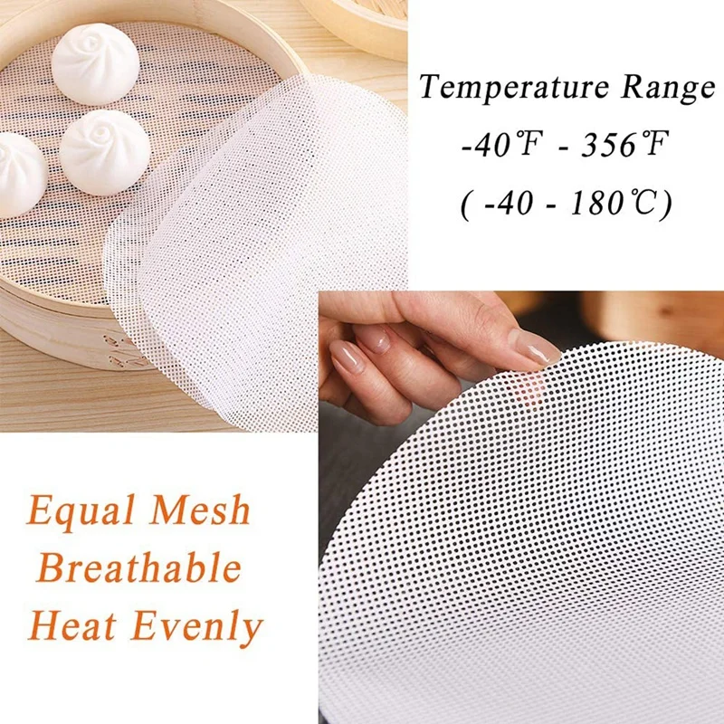 AT14 5 Pcs Silicone Steamer Mesh Mats, Reusable Non-Stick Round Steamer Pad, Steamed Buns Baking Pastry Mat, 40Cm In Diameter