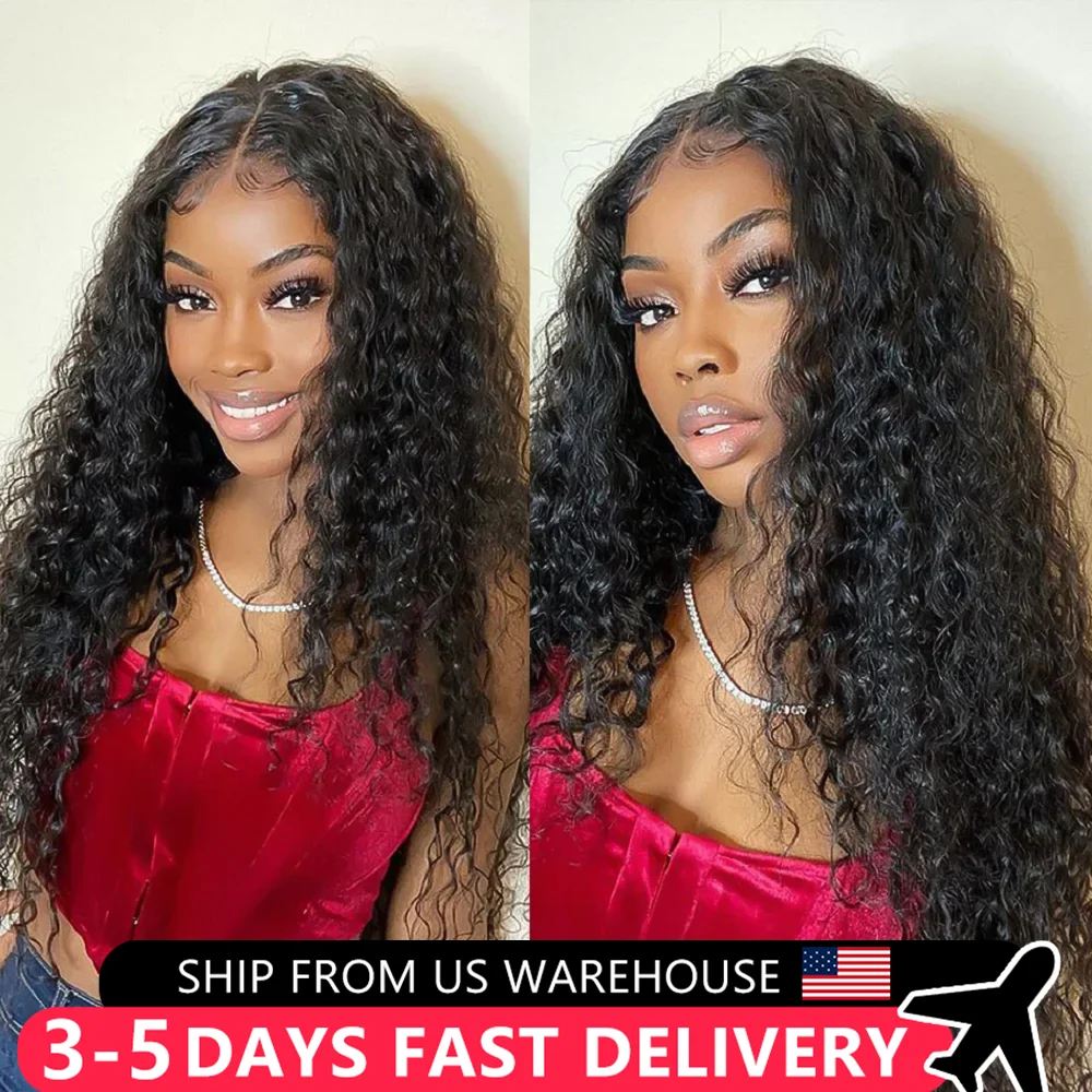 200% Deep Wave Lace Front Wig 13x4 Lace Front Wigs For Black Women Brazilian PrePlucked 4x4 Curly Wigs Human Hair MYLOCKME