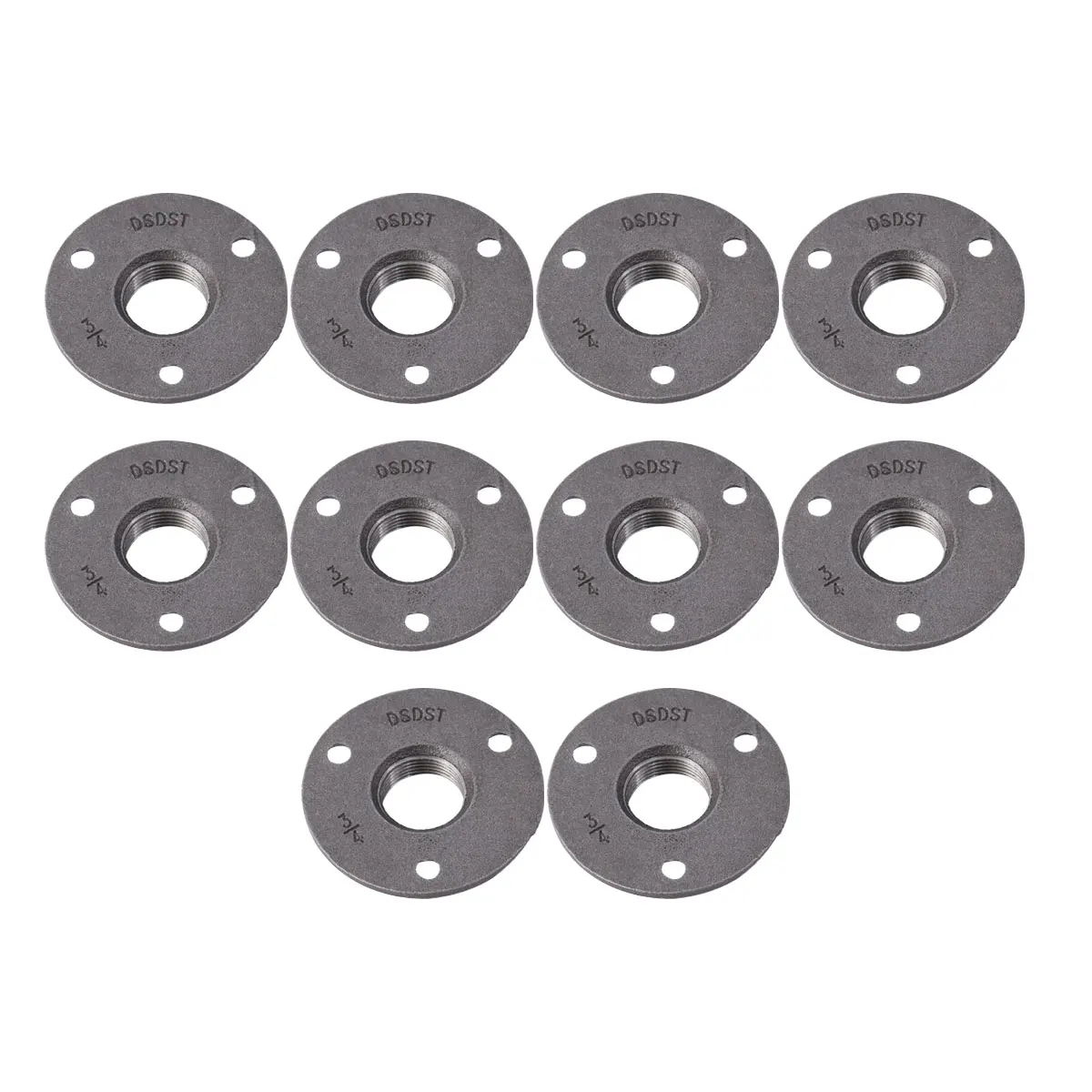 

10pcs 20Mm Malleable Threaded Floor Flange Iron Fittings Wall Mounted Flange For Industrial niture Rustproof Durable 1/2