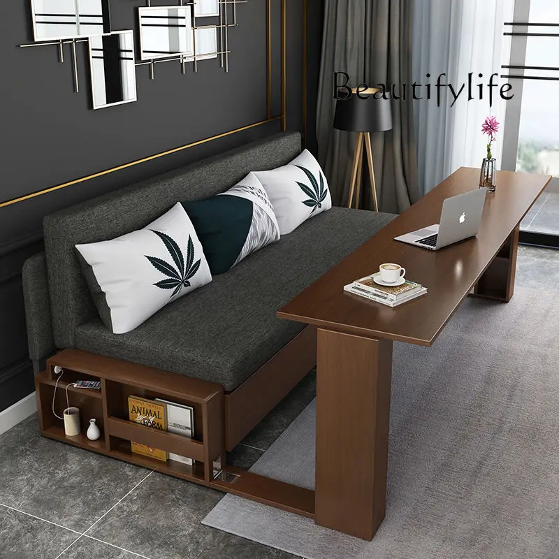 

custom. [2675 People Favorited] Solid Wood Sofa Bed Small Apartments, Multifunctional Living Room Study Room, Push-Pull Fold