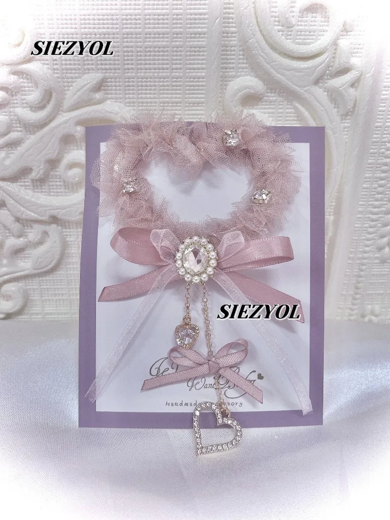 Sweet and Cute Hair Accessories Original Japanese Style Lolita Mine Love Fairy Bow Rhinestone Hairpin Chain Kawaii Hair Clips