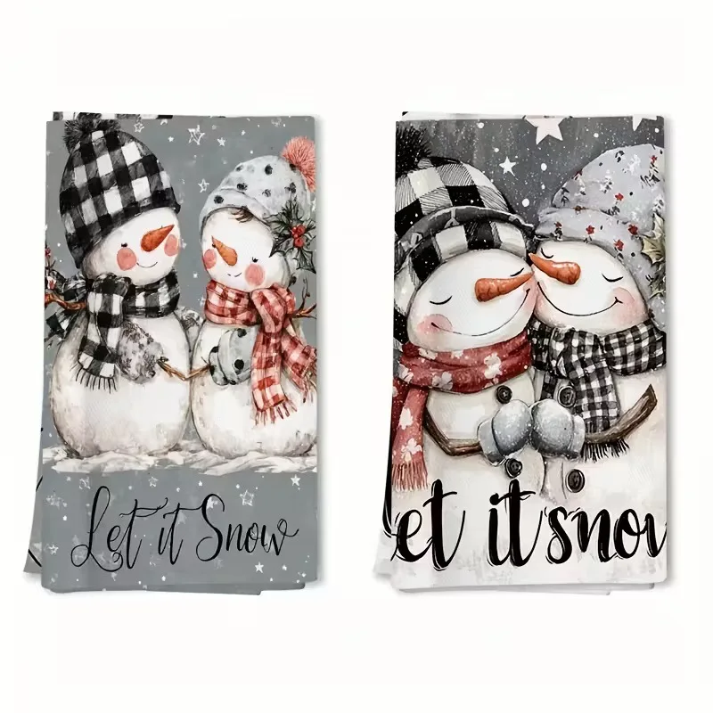 2pcs Christmas Microfiber Absorbent Hand Towel Bath Wrap Towel For Household Daily Use