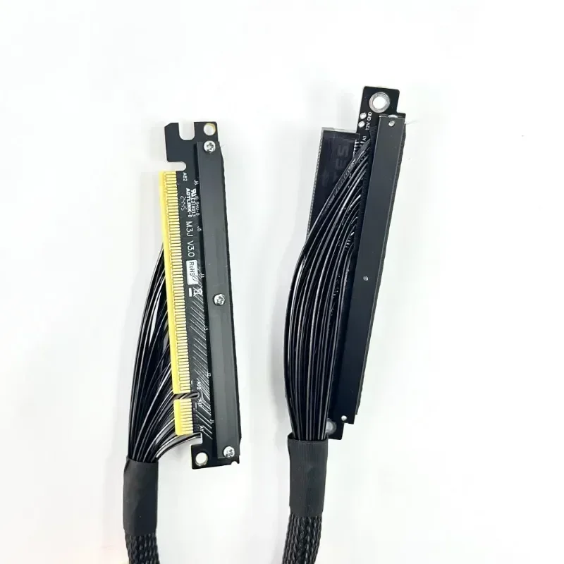 PCI E 4.0 X16 Graphics Card Extension Cable Double Reverse Bend PCI-E 4.0 X16 GEN4 Adapter Cable High Speed Server Chassis Cable