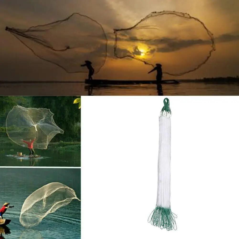 8m Folded Fishing Net Little Fish Shrimp Minnow Crab Catching Crab Net Fish Lifting Mesh Cast Dip Catch Trap Baits Lift Net D3I1