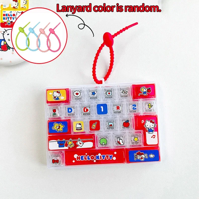 Sanrio 26-toetsen toetsenbord fidget toy sleutelhanger, schattig Hello Kitty Kuromi Cinnamoroll drukknop sensorisch speelgoed, stressverlichtend cadeau